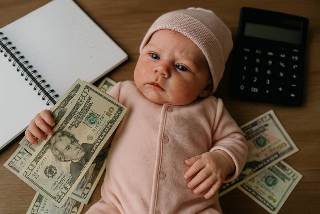 Bebe Reborn segurando o dinheiro